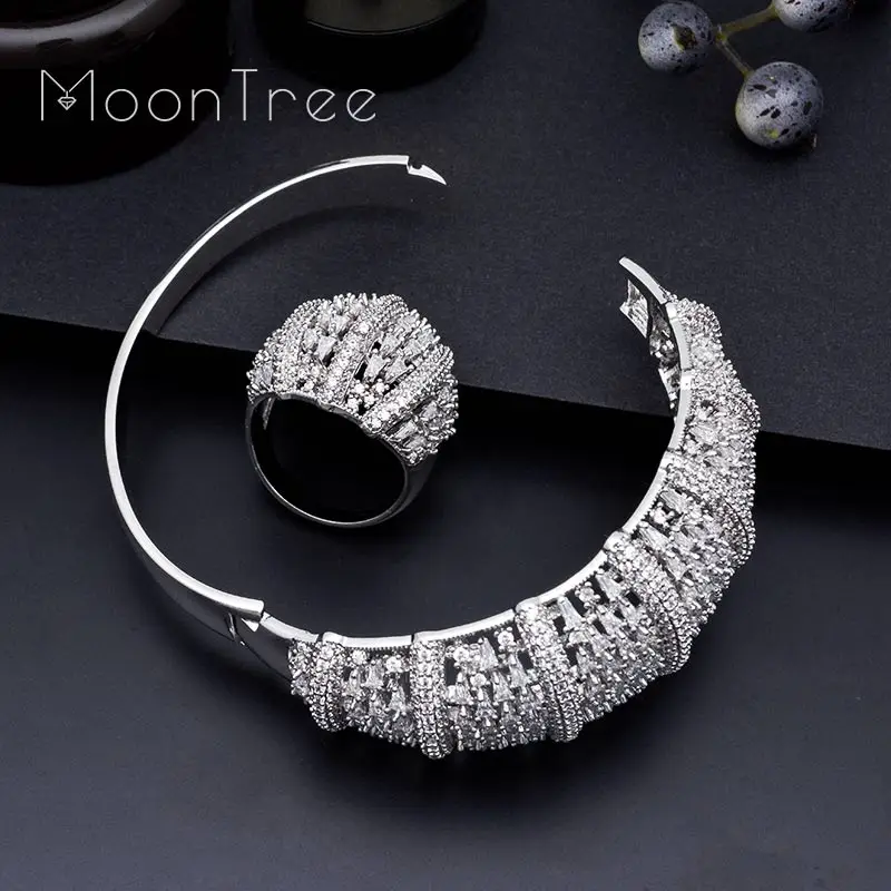 MoonTree бум цветы AAA кубический цирконий модный роскошный супер медь для женщин