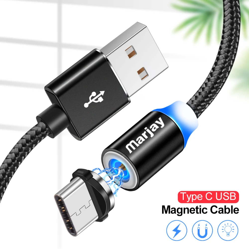 Магнитный кабель Marjay USB Type C для Samsung S8 S9 S10 Plus Huawei P30 Pro Xiaomi mi9 mi8 Type-C шнур зарядного