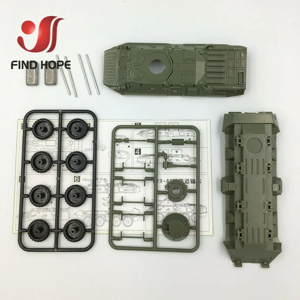 1:72 M35 Cargo Truck BTR-80 Armored Carrier Plastic Building Block Assembling Model Army Action Figure images - 6