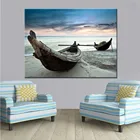 Современная популярная Картина на холсте морской пейзаж, Пляжная лодка, живопись, 1 шт., картина в художественном стиле, домашняя декоративная пейзажная картина
