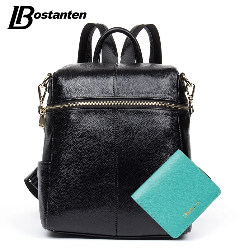 BOSTANTEN Натуральная кожа женский рюкзак школьные сумки для подростков