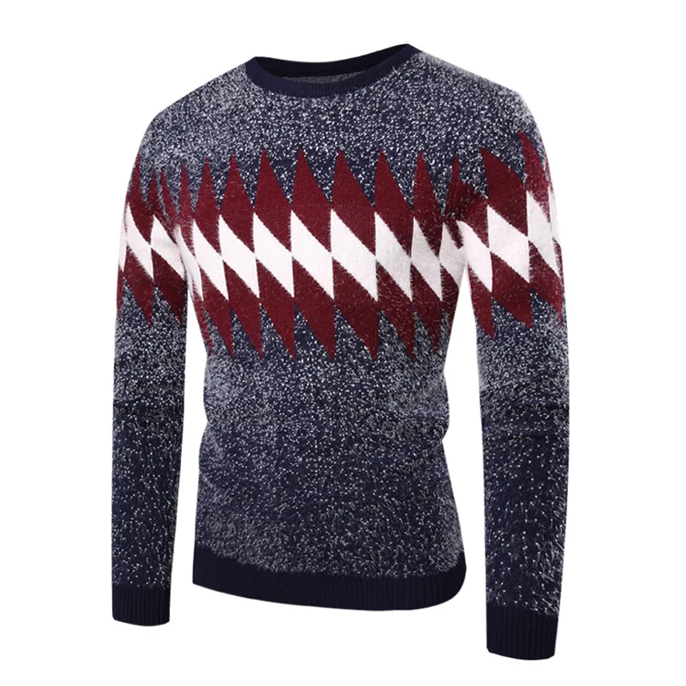 Drop Ship Men Autumn Long Sleeve Printed Pullover Knitted Sweater Top Tee Outwear Blouse Stylish and fashion design Z111 | Мужская