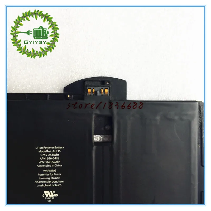 Аккумуляторы GYIYGY для ноутбуков iPAD a1315 3 75 в 24.8whr A1315 A1337 A1219 616-0478 616-0448 969TA028H |