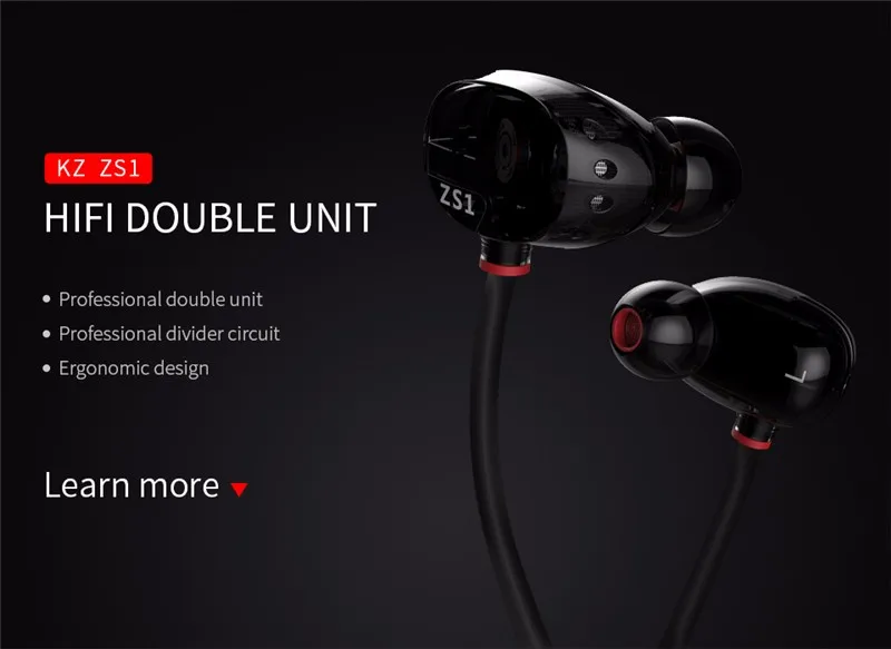 KZ ZS1 двойной Динамический драйвер мониторинга шумоподавления стерео в ухо мониторы гарнитура HiFi наушники с микрофоном для телефона