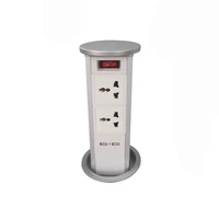 pneumatic drive built in desktop pop up home socket with 2 universal power plugs outlet 2 usb charger ports 1 on off switch
