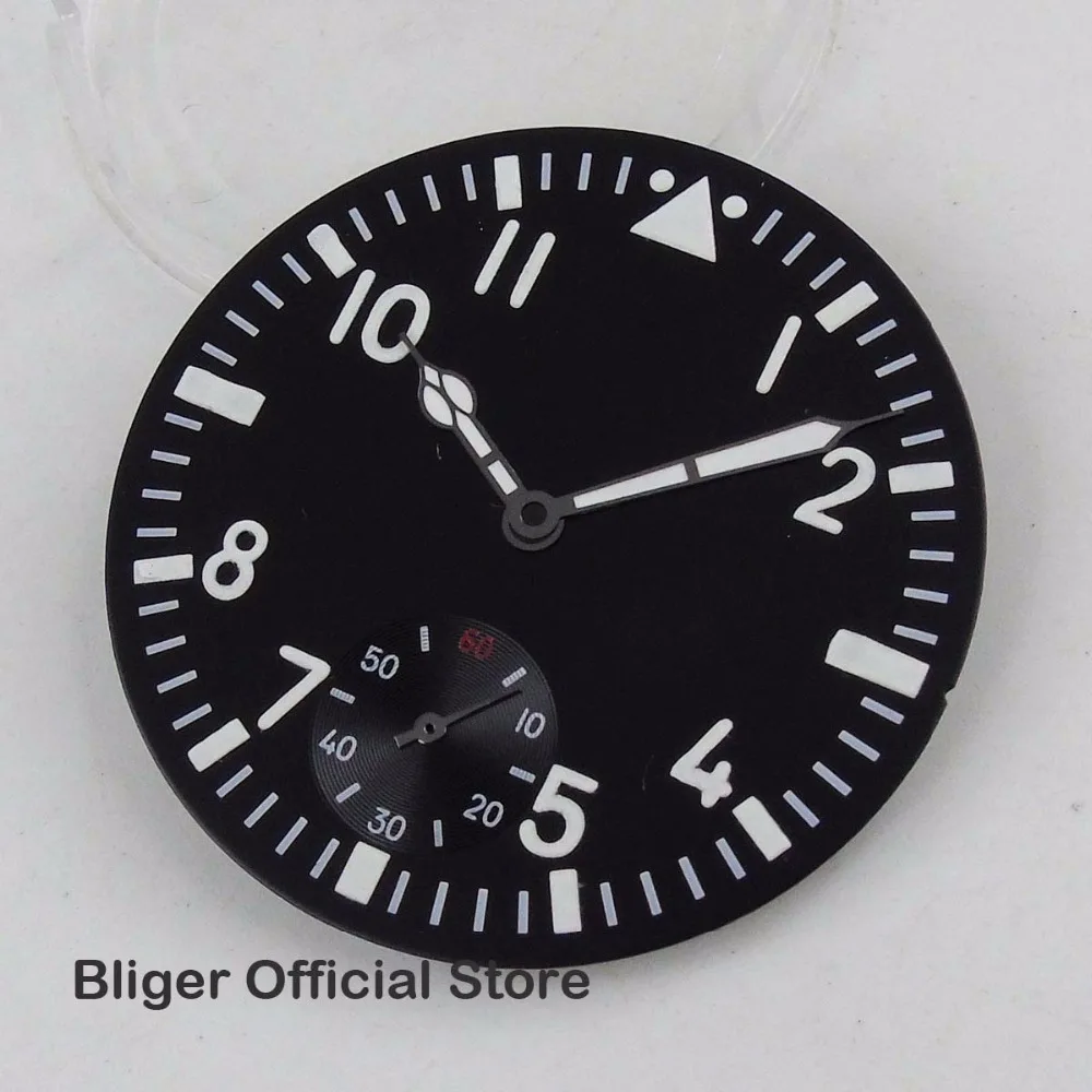 

Watch Parts 38.9MM Black Sterile Dial Watch Dial+Hands Fit For ETA 6498 Hand Winding Movement Watch Face + Watch Needles