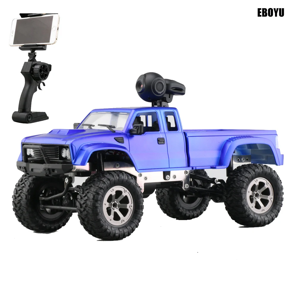EBOYU FY002AW Радиоуправляемый автомобиль 2,4 ГГц 1/16 4WD зимние шины грузовик внедорожник Радиоуправляемый грузовик с передсветильник светом WiFi FPV 480P камера военный грузовик RTR
