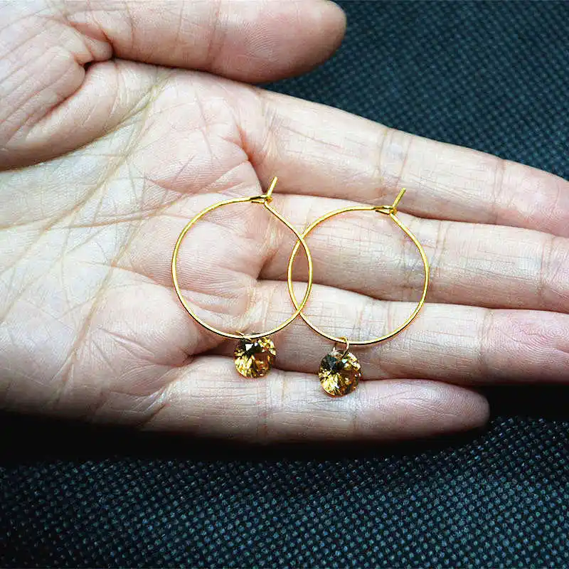 Серьги-кольца женские круглые с фианитами модные ювелирные украшения для ушей