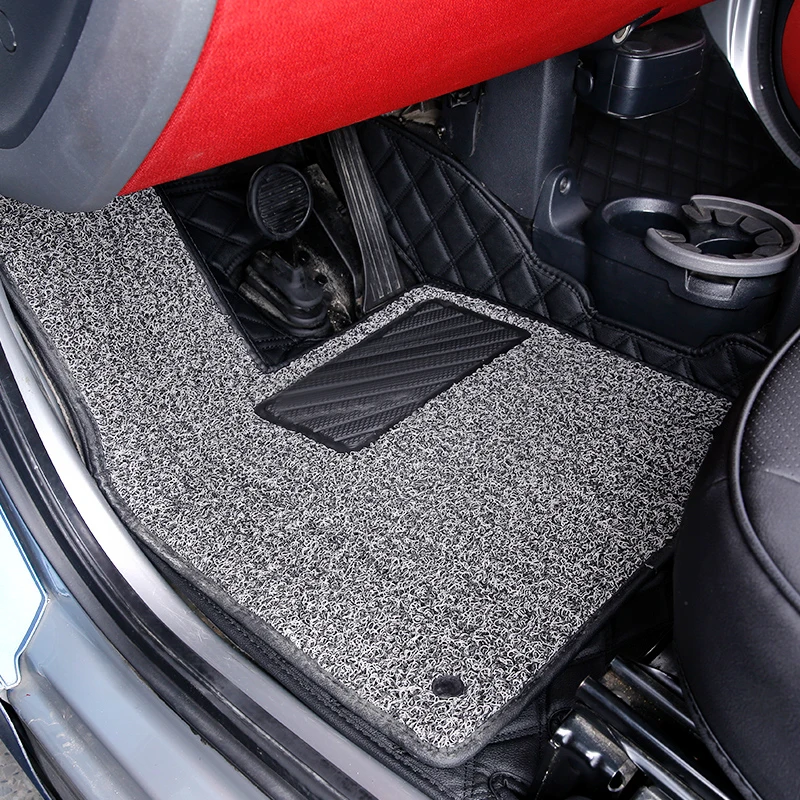 Lsrtw2017 волокна кожи салона автомобиля коврик ковер для smart fortwo 2008 2009 2010 2011 2012 2013 - Название цвета: black 2