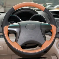 top leather steering wheel hand stitch on wrap cover for toyota highlander