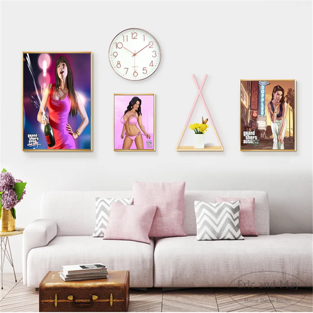 Картины на стену GTA Sexy Women Vice City плакаты и фотообои картины без рамы украшения для