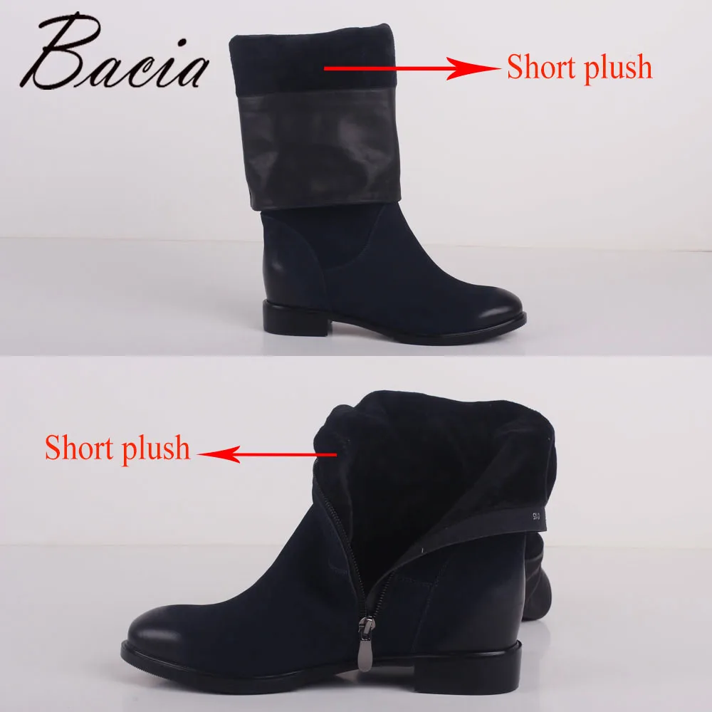 Bacia Мода 2017 г. Стиль Осенние высокие сапоги до колена высокое качество овец Sued Для