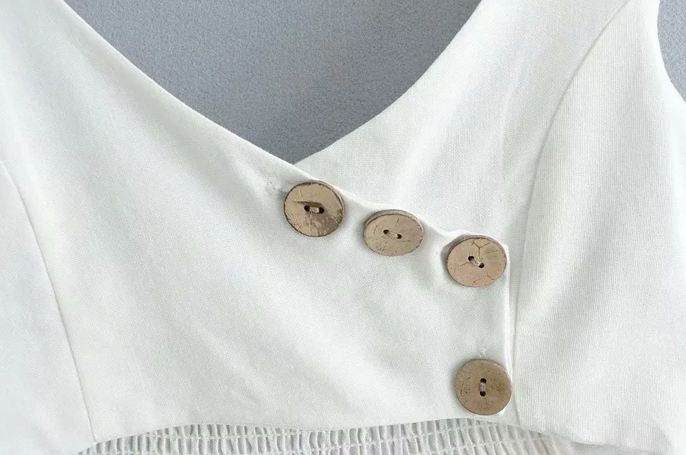 Летнее открытое женское платье на пуговицах 2019 без рукавов с разрезом vestidos Белое