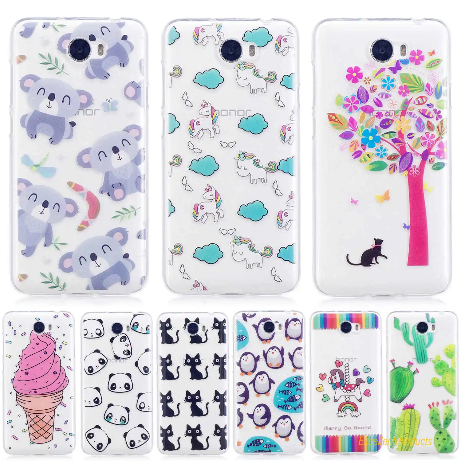 For Huawei Y5 II Case Flower cactus horse Cat Cover Soft TPU IMD design Coque Capa Fundas |