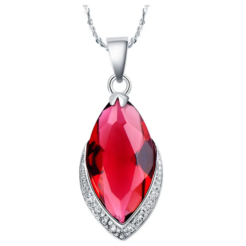 Elegant Fashion Necklaces for Women 2016 New 925 Sterling Silver Pendant Purple/Red Crystal Necklace Jewelry Free Shipping Gift | Украшения