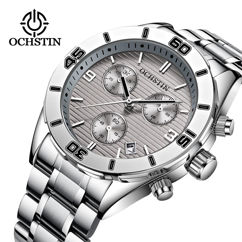 Luxury Sport Quartz Watch For Men Watches Full Stainless Steel Waterproof Military Silver grey Clock erkek kol saati 2019 NEW | Наручные