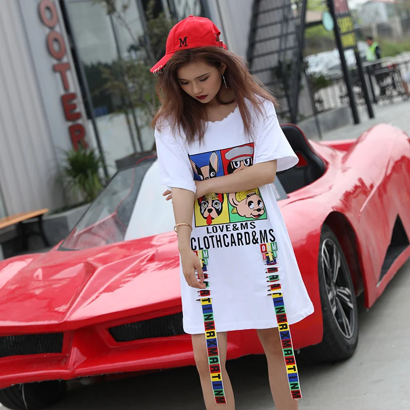 Новый стиль женские свободные большие размеры футболки Повседневная хлопковая