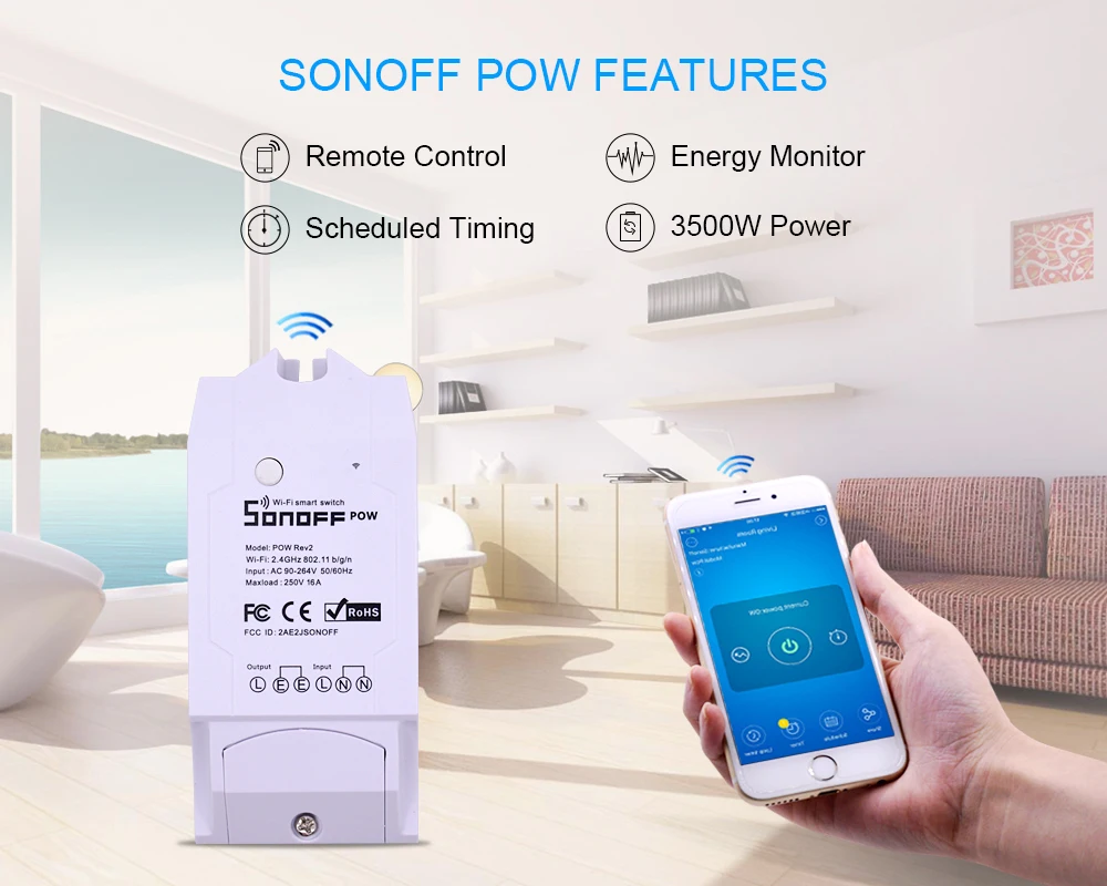Умный Wi Fi контроллер Sonoff Pow R2 с измерением энергопотребления в реальном времени 15