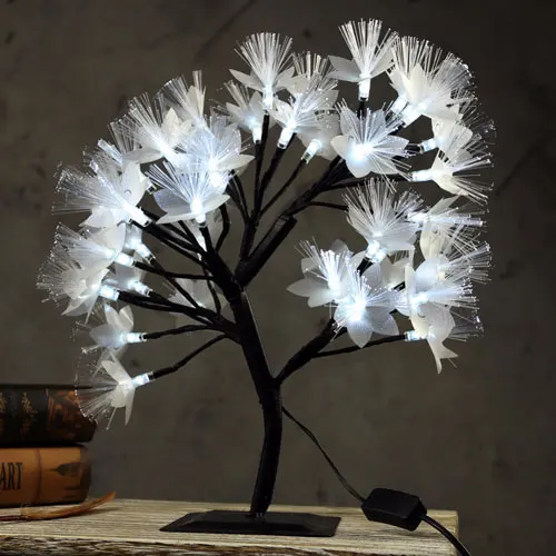 Fiber Optic - White Светодиодный светильник Luminarias, ветви вишневого дерева, ночные светильники, праздничное освещение, настольные лампы для спальни, вечерние, свадебные, для дома - Испускаемый цвет: Fiber Optic - White