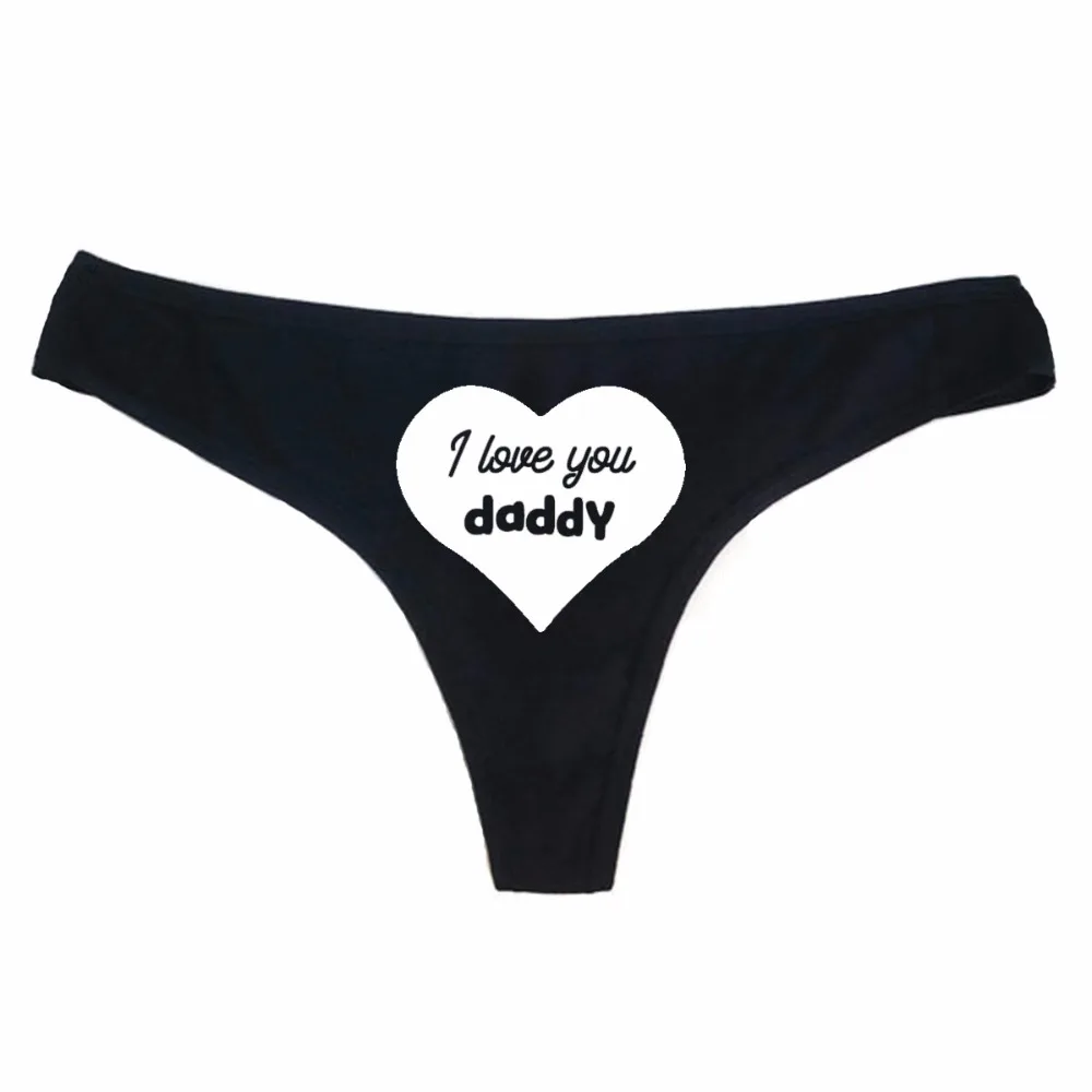 Женские трусики стринги Dong King хлопковые с забавным принтом I love you daddy нижнее белье
