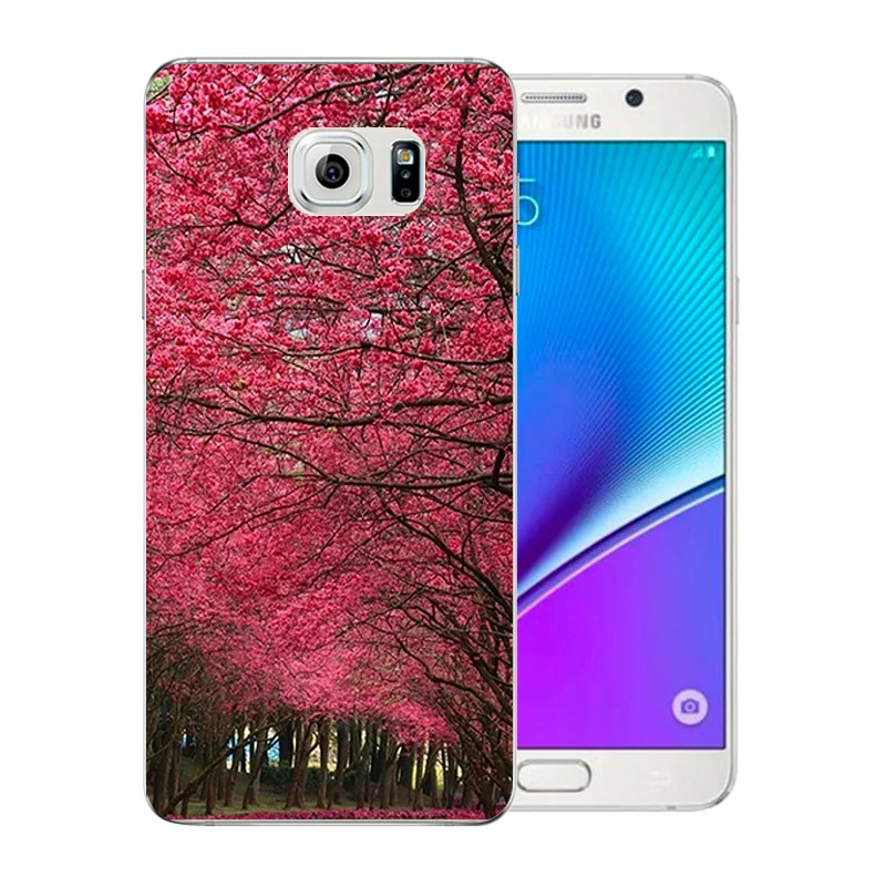 For Samsung Galaxy Note 5 Phone Case Soft TPU Silicon for Note5 N920 Back Cover Blossom Pattern Ultrathin Matte Clear Bag |