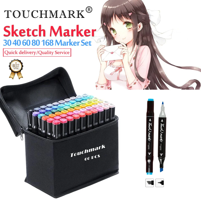 Touchmark Marker 30 40 60 80 168 цветной художественный маркер двойная головка эскиз маркеры