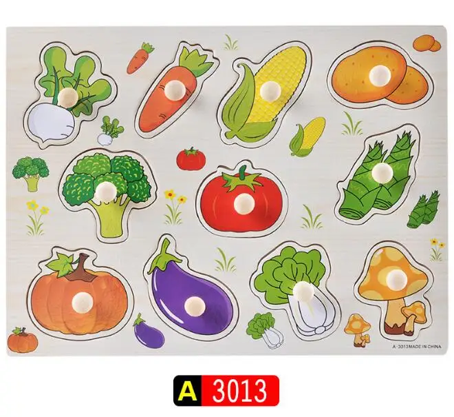 A3013 Детские деревянные игрушки-головоломки с ручками Tangram Jigsaw Board Мультяшные игрушки для детей Монтессори Обучающие деревянные игрушки lphabet Toys - Цвет: A3013