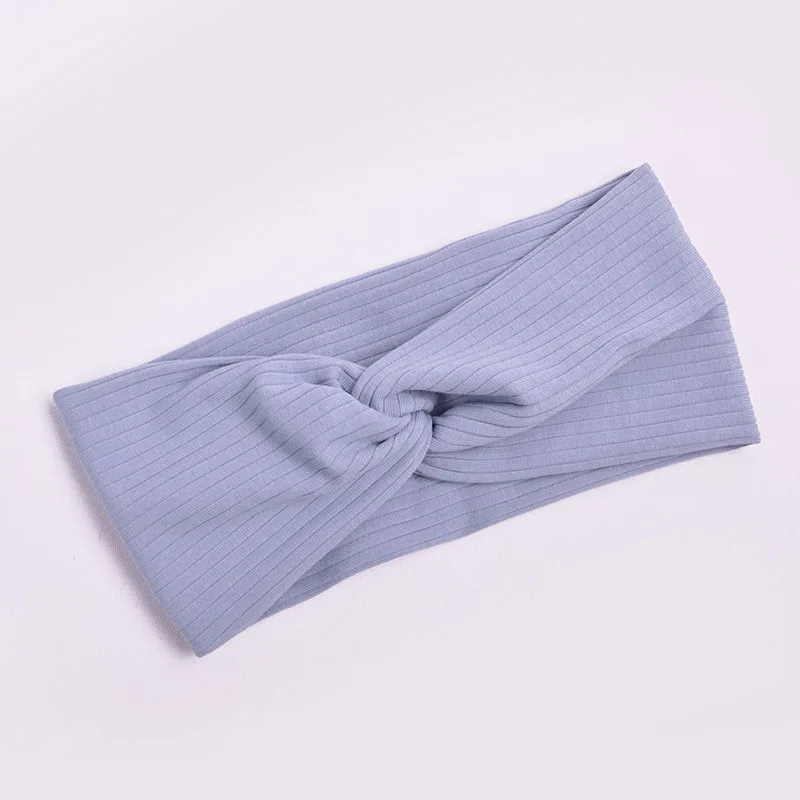 blue 1 Solid Color Twist Headbands for Women Soft Turban Hairband Cross Knot Head Band Girls Elastic Hair Band Hair Accessories - Color: blue 1