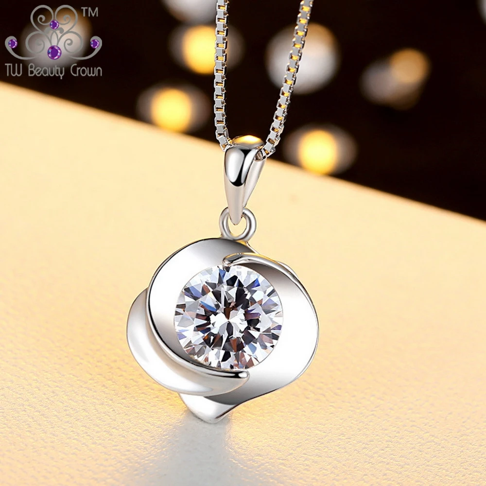 Женское ожерелье из серебра 2017 пробы с подвеской в виде цветка розы | Украшения и