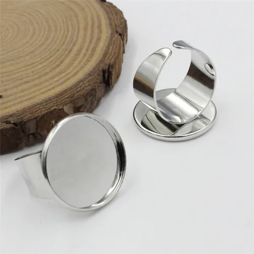 Platina plated Fit 20 мм кабошоны круглый металлический пустой установочный ободок кабошон кольцо база для DIY изготовления колец 10 шт./лот K06055 - Цвет: Platina plated