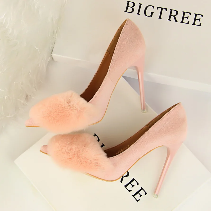 

6 Colors Show Thin Sexy Party Shoes 2019 New Shallow Women Pumps Pointed Toe Fashion Flock Women's High Heels Shoes Wedding Shoe