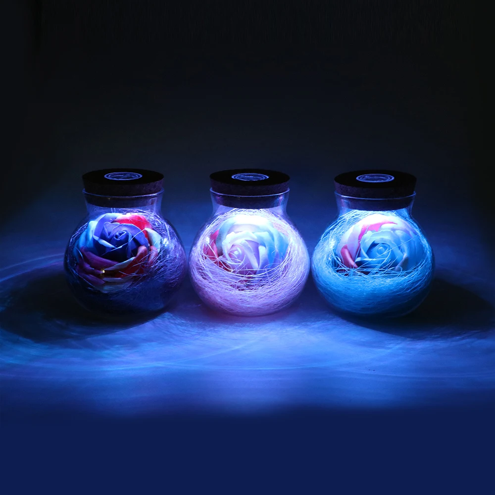 LED Romantic Bulb RGB Dimmer Lamp Rose Flower Bottle Light with Remote Control Night | Освещение