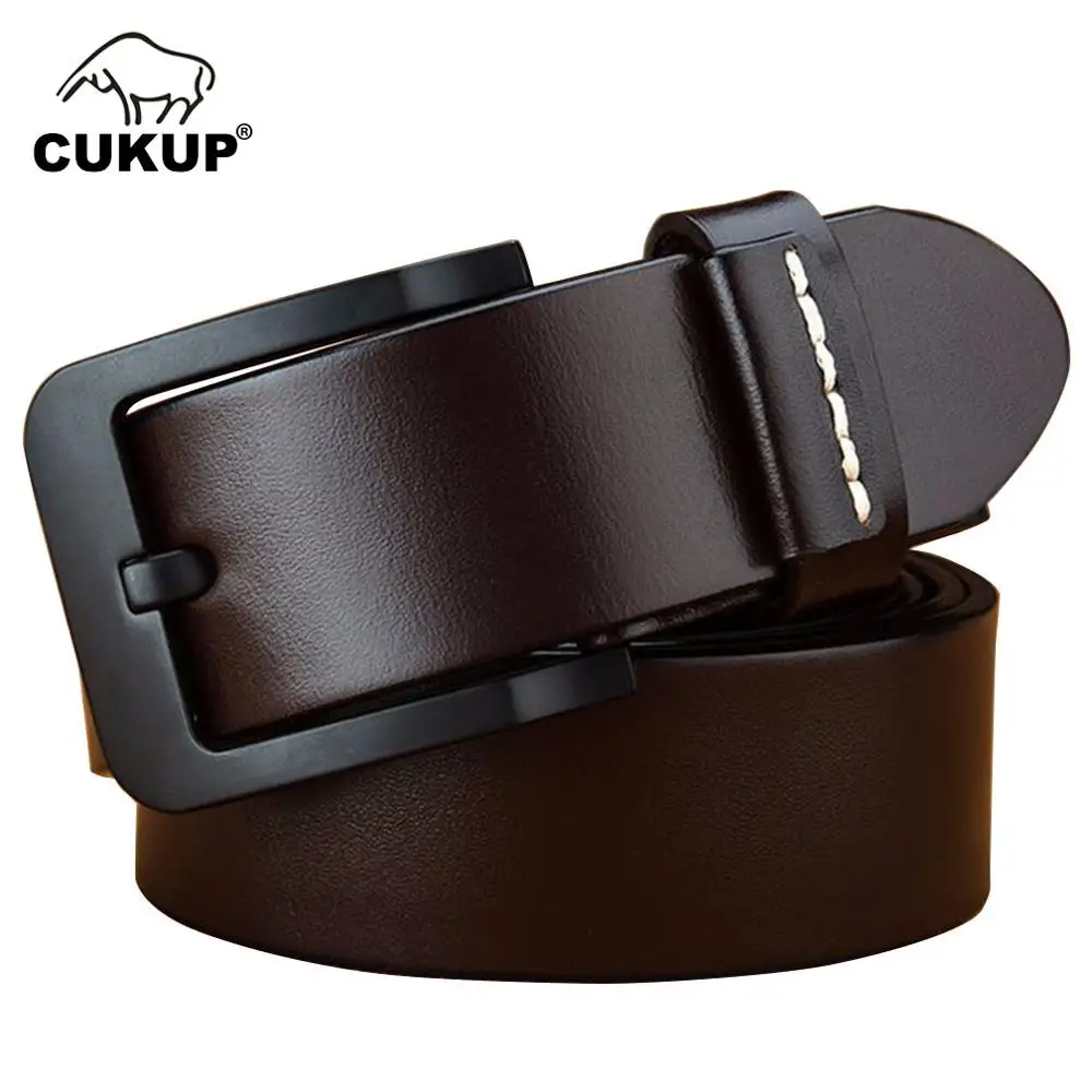 Мужские ремни CUKUP из чистой воловьей кожи черная скользящая Пряжка мужские