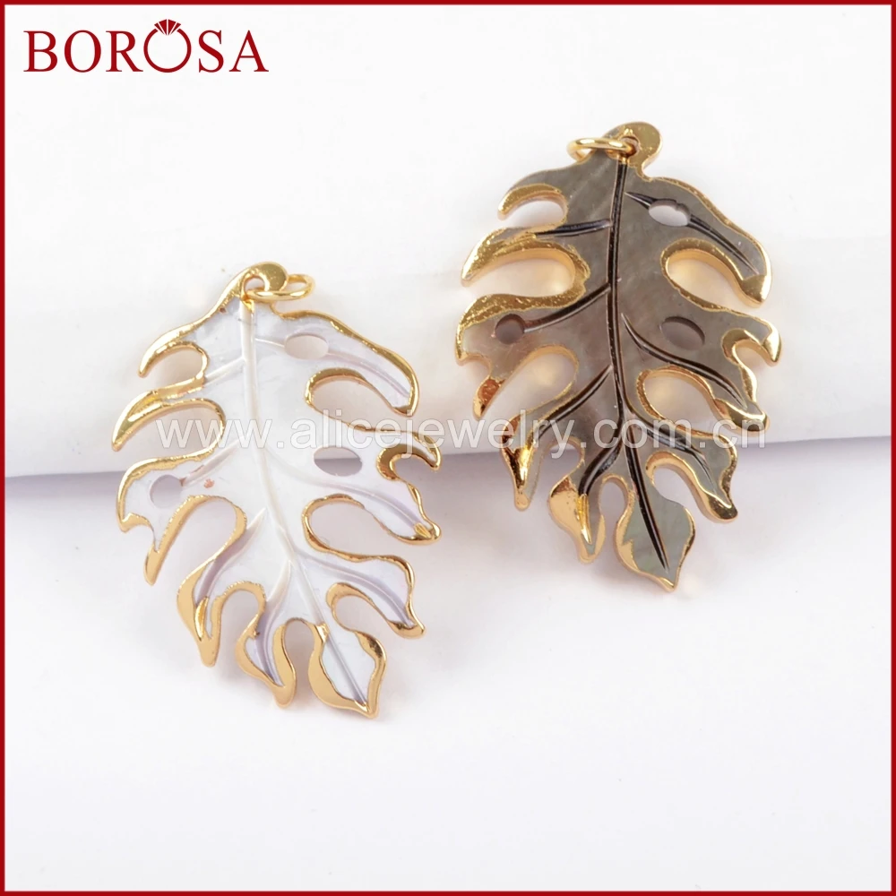 BOROSA, 10 шт., опт, золотой цвет, дерево, Радужная оболочка, шарм, модная оболочка, Шарм для подвески, бисера для ожерелья, ювелирные изделия G1601