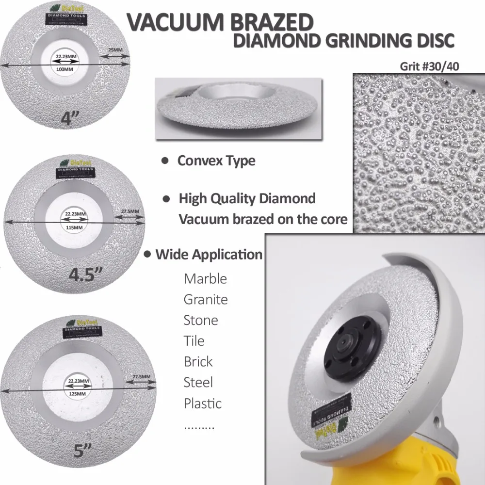 DIATOOL 1pc 4&quot/100mm Vacuum Brazed Diamond Grinding Wheel Cutting Available Multi purpose Much High Effiecient|diamond grinding wheel|wheel