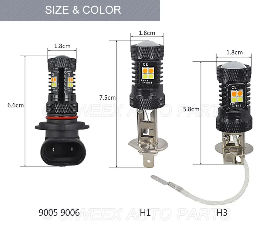 1 шт H1 H3 H4 H7 H8 H11 9005 9006 H15 H16 высокое Мощность 3030 16 SMD светодиодный автомобилей Туман свет фар 12 V DC белый желтый