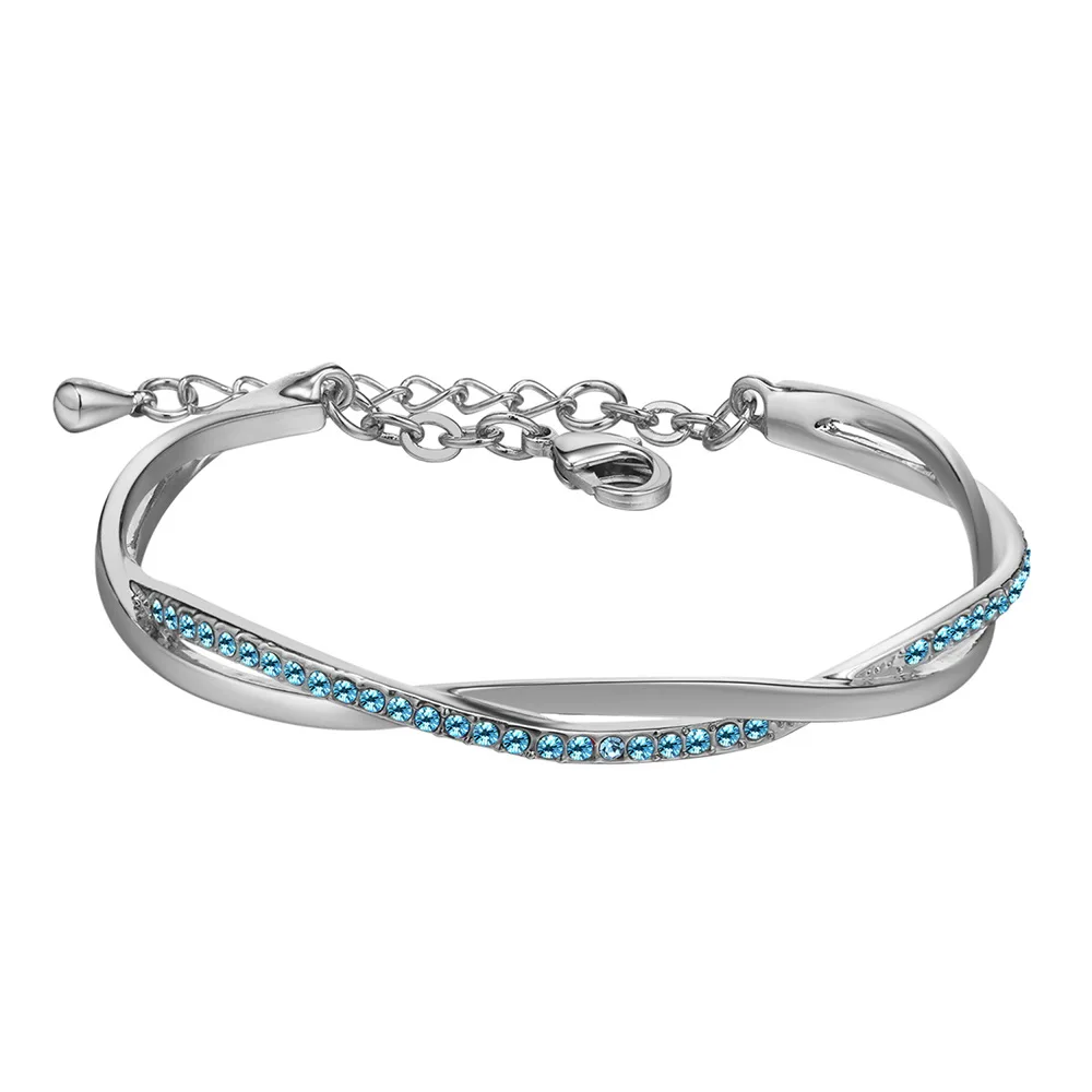 BAFFIN простой элегантный браслет кристаллами от Swarovski цвета: золотистый, серебристый Цвет Мода ювелирные украшения, как на фото для Для женщин вечерние подарок - Окраска металла: Aquamarine-Silver
