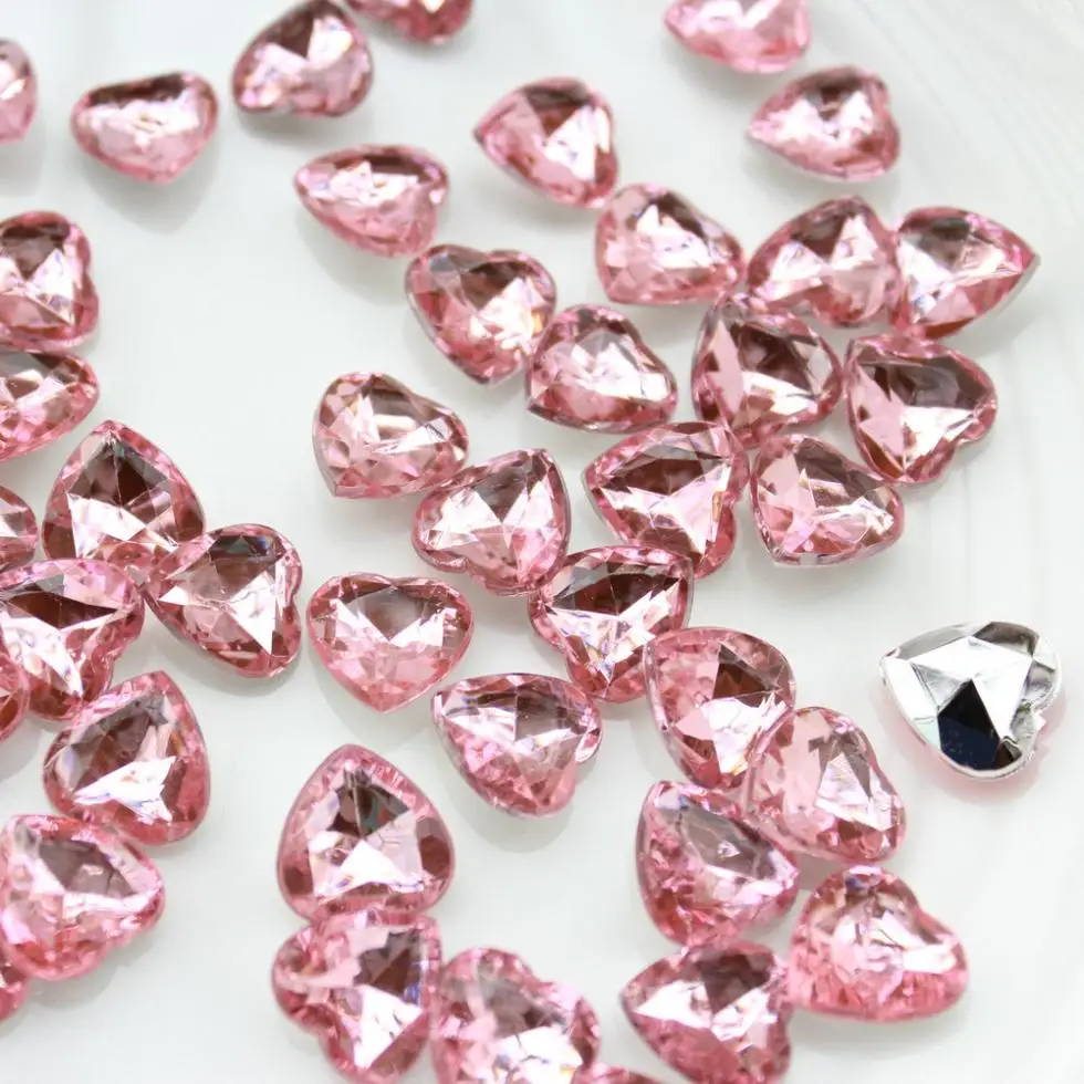 800 шт восхитительный розовый граненый 3D призматический в форме сердца кристалл