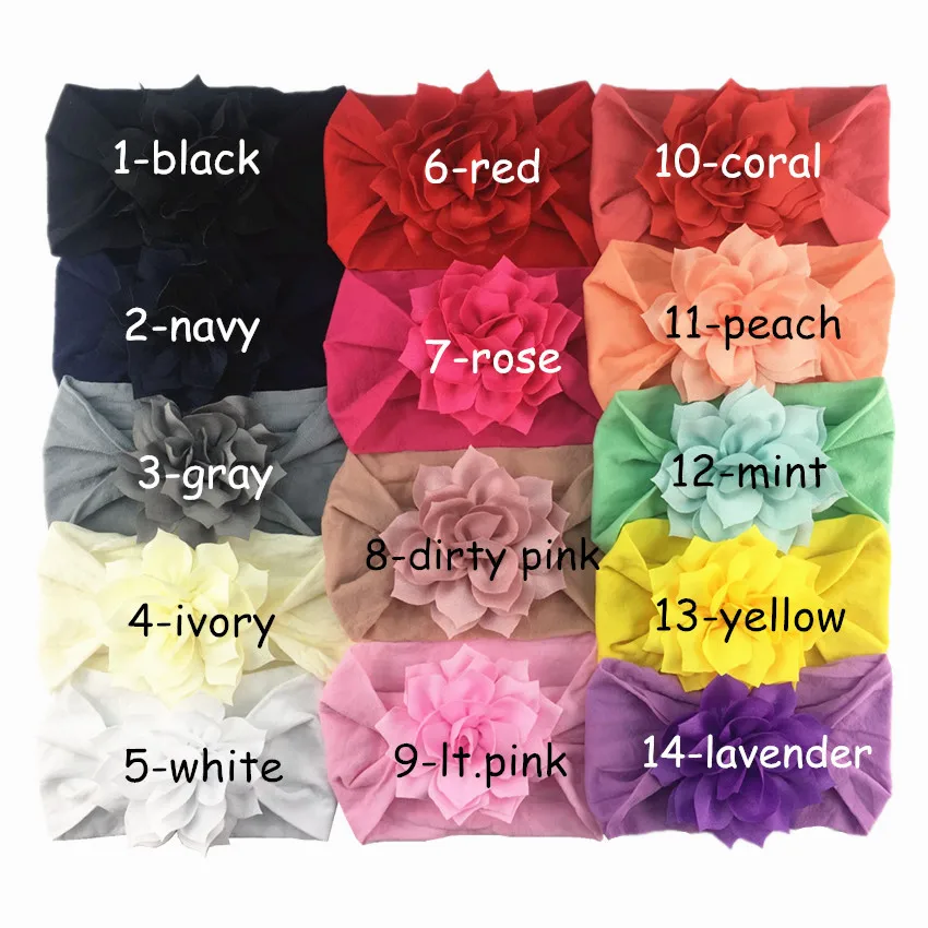 

30pcs/lot , 8cm Hot-selling soft wide nylon headband girl lotus flower headband lovely princess headdress