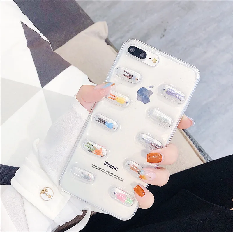 A Ourdeals милые 3D капсулы таблетки чехол для телефона для huawei P10 P20 P30plus Nove3 3i 4 2s Mate10 20 рlus Honor 9 10 прозрачный мягкий - Цвет: A