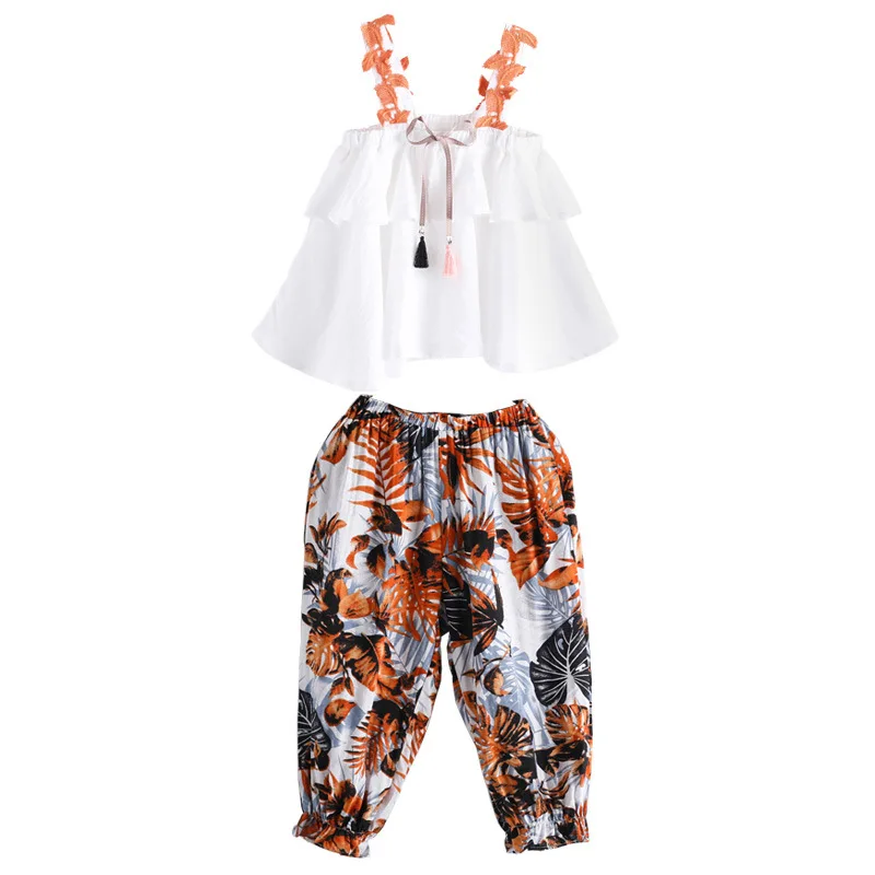 Летний костюм для девочек Новинка 2019 года Корейская версия модная шифоновая