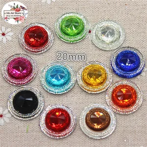 20 шт.лот Круглые разноцветные блестящие кабошоны из смолы с плоским основанием для украшения волос своими руками