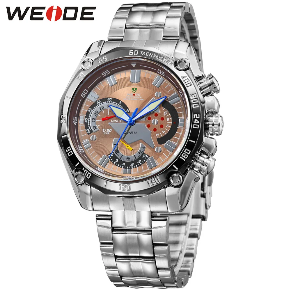 WEIDE большой Аналоговый военный Япония Кварцевые часы Мужчины LED аналоговый