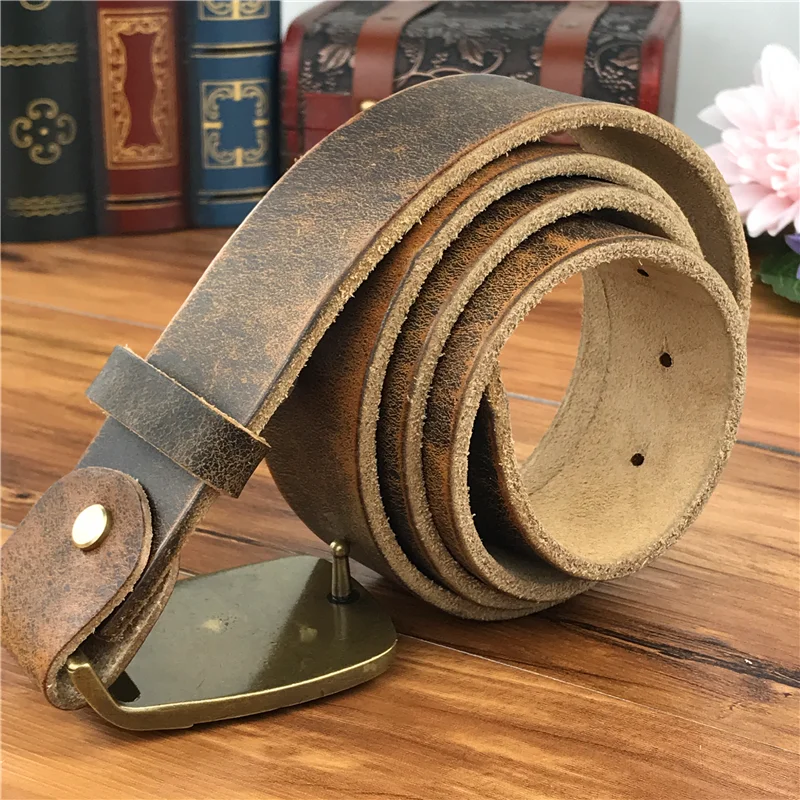 Brass Indian Chief  Belt Buckle Genuine Leather Belt Men Ceinture Homme Yellow Belt Men Male Strap Wide Jeans Belt MBT0424 images - 6