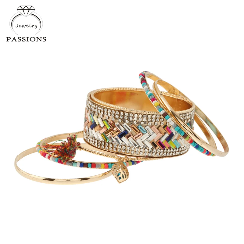 Набор из браслета и кисточка золотого цвета цветов многослойный с кисточками