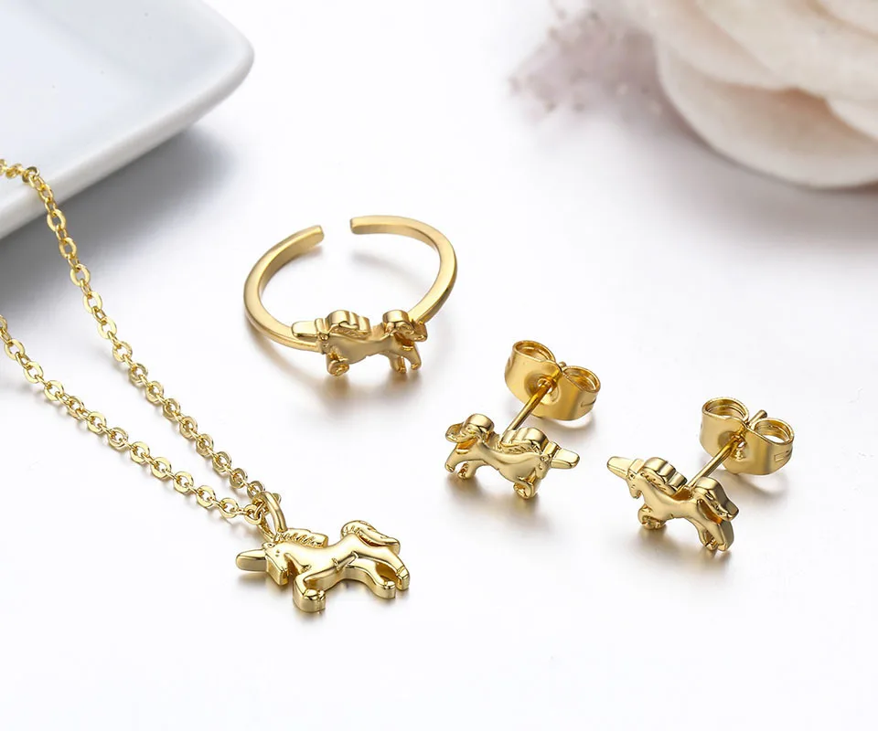 Комплект из колье и серёг с подвеской в виде лошади|jewelry sets for women|jewelry setssmall jewelry |