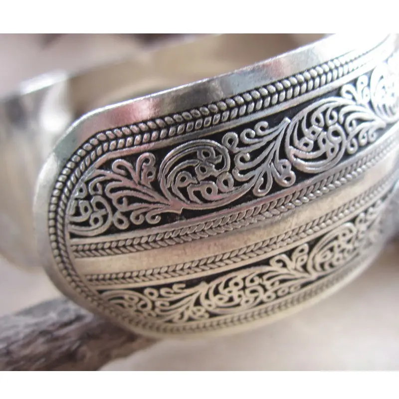 BOHO винтажные браслеты Тибетский тибетский серебряный черепаха Тотем браслет на