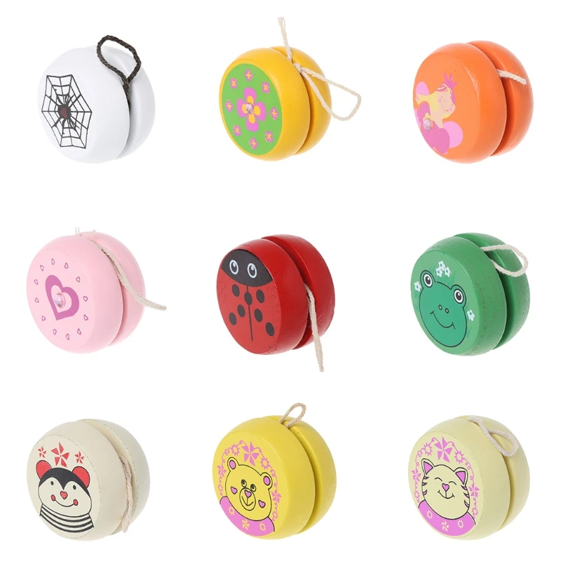 Toys Cute Animal Prints Wooden Yoyo Easy Educational Classic Toy | Игрушки и хобби