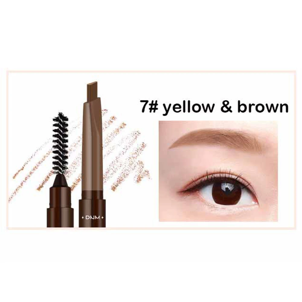 07 yellow brown Dnm 7 цветов, автоматический вращающийся карандаш для бровей с двойной головкой, водостойкая кисть, коричневая, черная, для бровей, татуировка, ручка TSLM2 - Цвет: 07 yellow brown