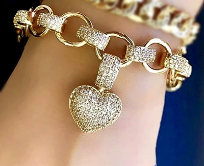Only one Bracelet Роскошные Ювелирные наборы в форме сердца с покрытием из микро кубического циркония золотого цвета, ожерелье, браслеты, наборы браслетов для женщин, ювелирные изделия - Окраска металла: Only one Bracelet